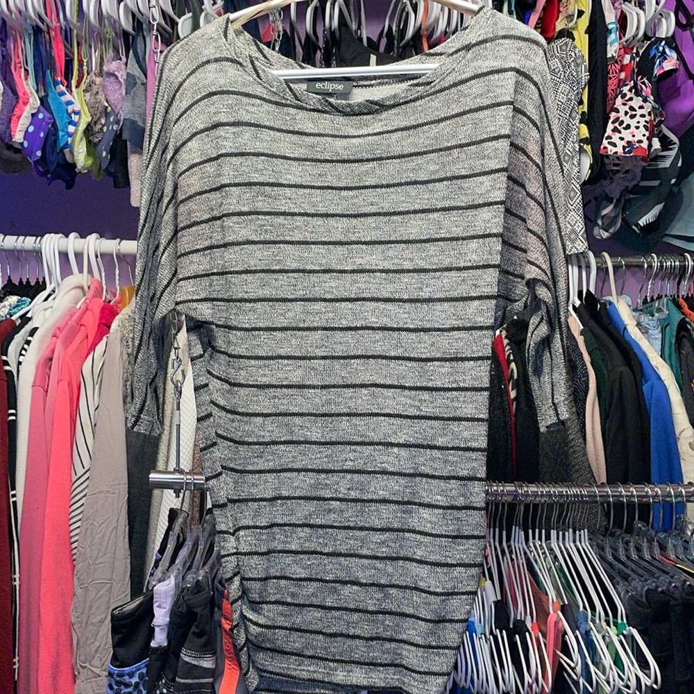 Eclipse long sleeve shirt extra long shirt stripes no size tag looks small